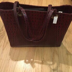 White House Black Market Embossed Leather Olivia Port Handbag Tote